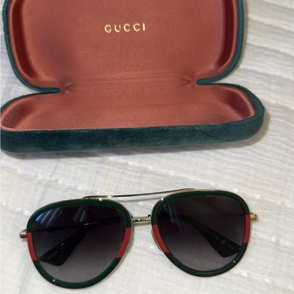 Gucci Sunglasses with Green and Red Trim Unisex